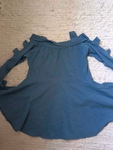 Blue Top  With Beautiful Sleves