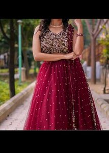 Disgner Maroon Lehenga Choli Set