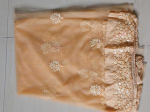 Elegant Peach Embellished Saree Set