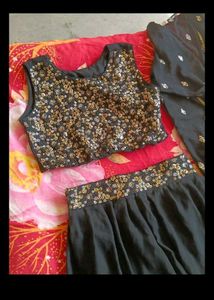 Beautiful 3 Piece Wedding Wear Black Dress