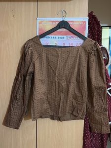 Brown Square Neck Top