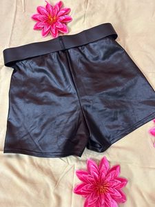 Black Faux Leather Shorts