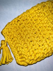 Yellow Knitted Pouch