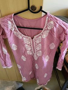 Lavendar Chikankari Kurti