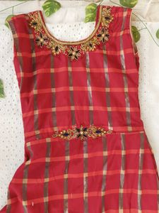 Red &amp; Gold Checkered Dress