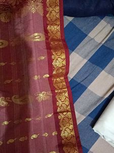 Maroon &amp; Gold Jacquard Saree