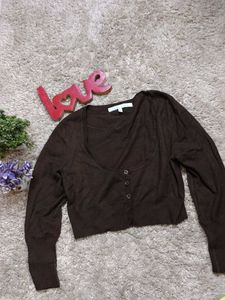 Brown Button-Down Cardigan