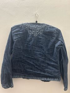 Embroidered Cropped Denim Jacket