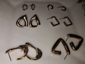 Geometric Gold Earrings Set Of 6