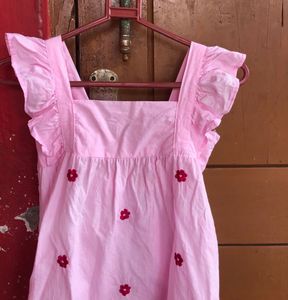 Pink Floral  Peplum Ruffle Sleeve Top