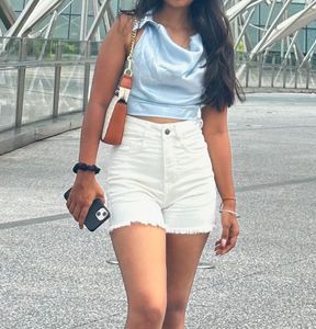 Cute Blue Cowl Neck Top