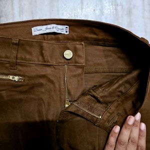 Cotton Trousers Pants With Zip On Ankle No Flaws