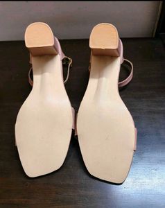 Women Pink Block Heel Strappy Buckle Sandal