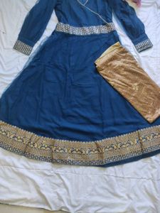 Elegant Blue Embroidered Ethnic Dress