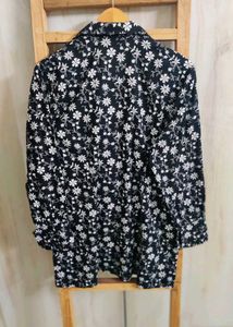Black Cotton Printed Shirt Size-36