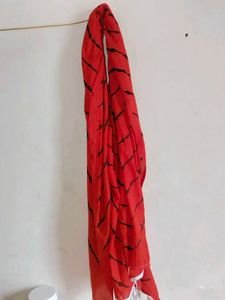 Red &amp; Black Striped Dupatta