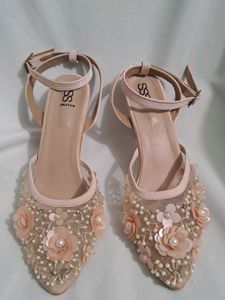 Floral Ankle Strap Heels