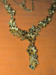 Floral Gold-Tone Necklace &amp; Earring Set