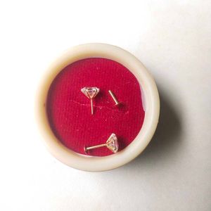 22C Pure Gold Round Dimond Stud Earrings