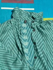 Mango Basic Turquoise Patterned Top