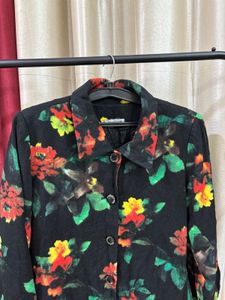 Floral Printed Black Blazer