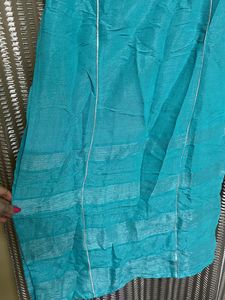 Sea Green Kurta With Silver Self fabric embroidery