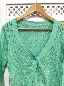 Green Open Knit Top B