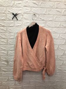 Peach Wrap wool sweater🕷️🕸️‼️