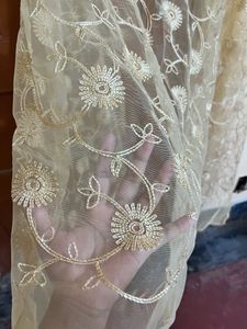 Golden Long Dupatta With Gota Patti On Sides