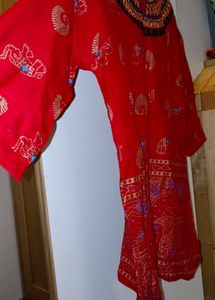 Red Elephant Print Kurti Top