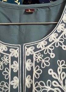 Grey Embroidered Kurti