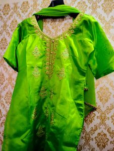 Golden embroidery Work Kurta Salwaar With Duptta