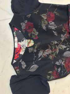 Floral Print Black Dress