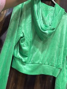 Cropped velour zip-through hoodie H&amp;M