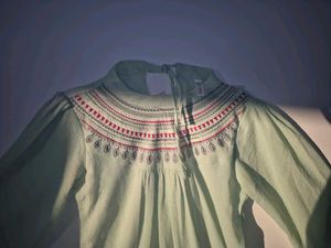 Embroidered Green Tunic Top
