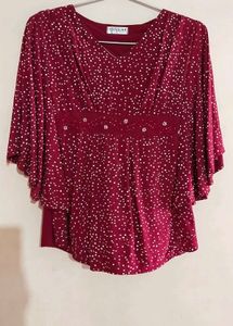 Maroon Polka Dot Blouse
