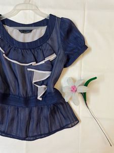 Blue Ruffle Top