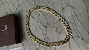 Gold Cuban Chain With Sparkling Diamond Stones