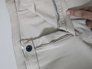 Beige Wide Leg Cargo Pants