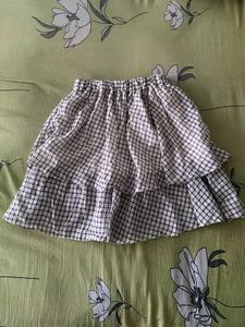 Checkered Ruffle Mini Skirt