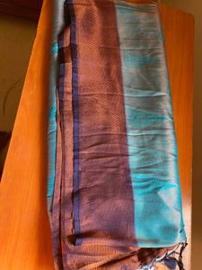 🩵Blue &amp; Brown Silk Saree🩵