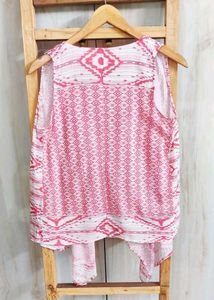 Pink Printed Cotton Shrug Size-42