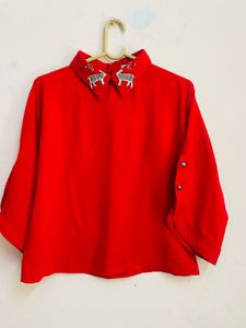 Deer Collar Red Top