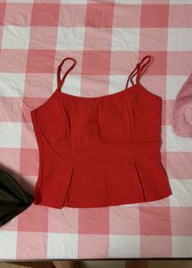 H&amp;M Red Peplum Cami Top