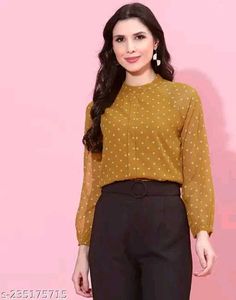 Mustard Round Neck Top &amp; Tunics