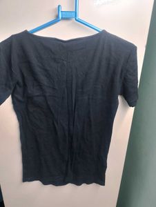 Black Top with Embellished Neckline