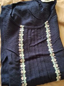 Embroidered Navy Blue Top