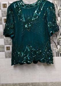 Sequin Embellished Teal Top