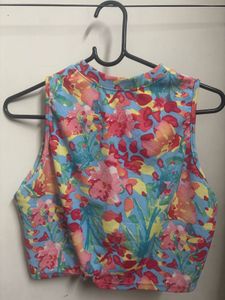 Vibrant Floral Sleeveless Crop Top