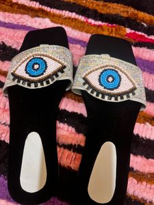 Evil Eye Embellished Slides